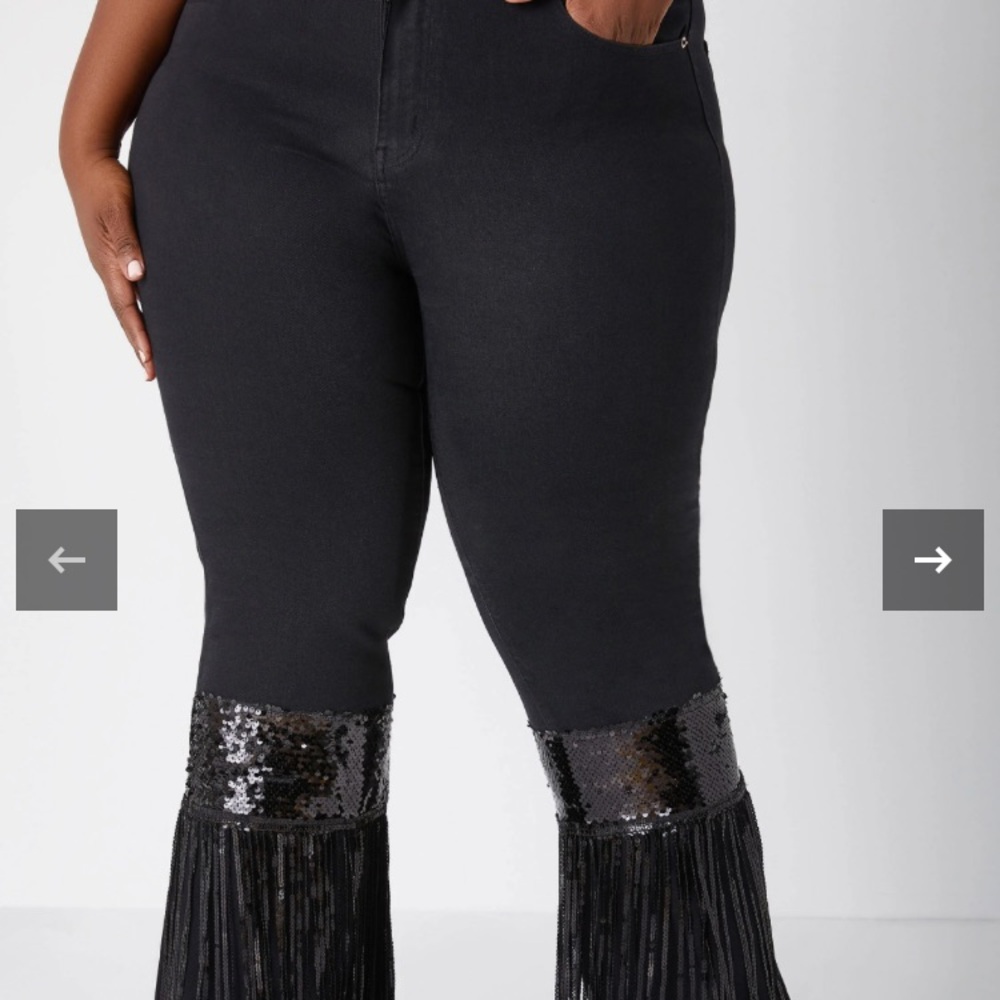 Black Sequin Fringe Pants